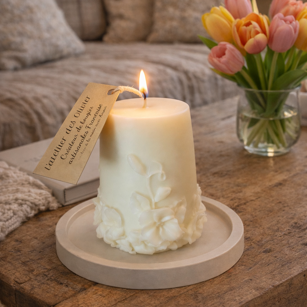 Bougie décorative florale